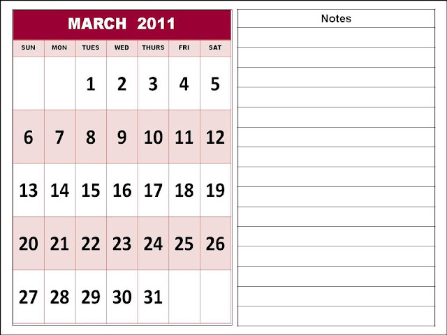 calendar 2011 march printable. March 2011 Calendar 960x720