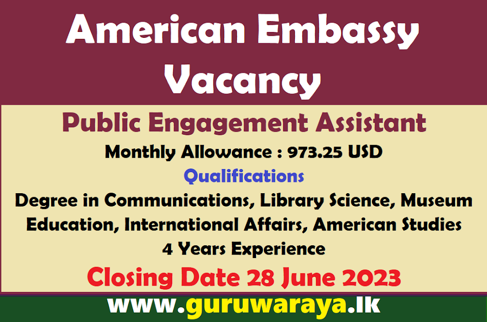 American Embassy Vacancy : Public Engagement Assistant 