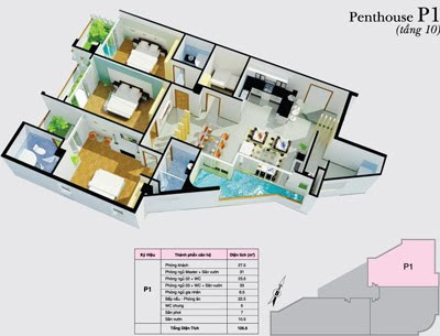 Căn hộ Thiên Nam loại Penthouse P1