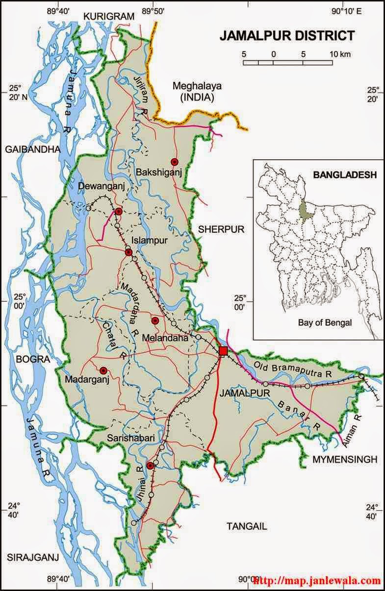 jamalpur zila map of bangladesh