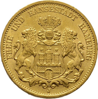 German Gold Coins Hamburg 20 Mark