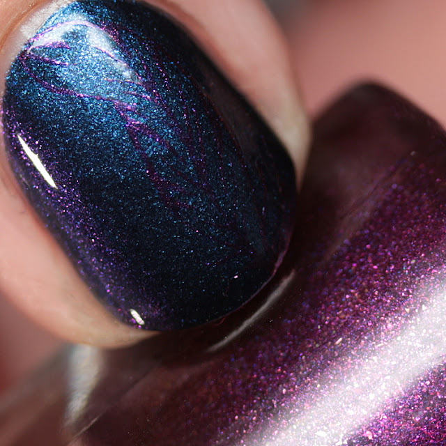 Moonflower Polish Selene stamped over Mystique using Hehe 38