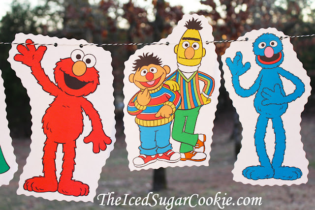 Sesame Street Birthday Party Flag Hanging Bunting Garland Banner DIY Idea- Big Bird, Cookie Monster, Oscar The Grouch, The Count, Elmo, Bert and Ernie,Grover