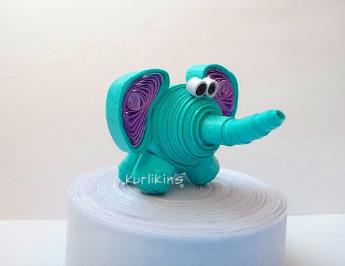 3d paper quilling elephbant figures