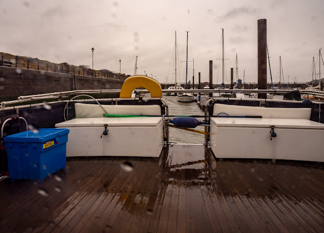 Photo of Ravensdale's aft deck in the rain this afternoon