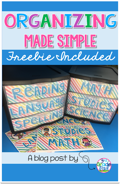 DIY project using Sterlite drawers to organize teaching supplies.  Great organizational tip.  The FREEBIE download makes this quick and simple!