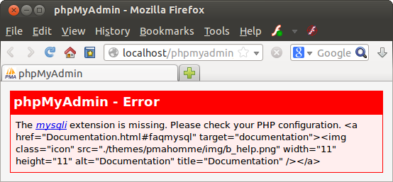 The mysqli extension is missing