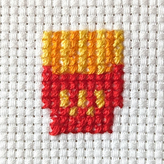 Tiny french fries cross stitch pattern