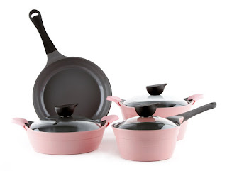 Neoflam Eela 7 Piece Ceramic Nonstick Cookware Set in Pink