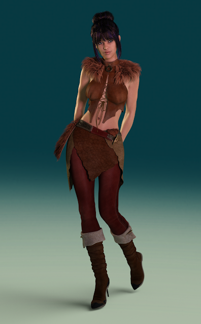 fast daz studio render gradient background with barbarian woman in front