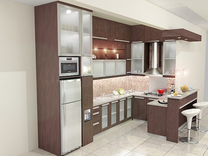 KITCHEN SET MODERN BENTUK U DENGAN MEJA  PANTRY  Dian 