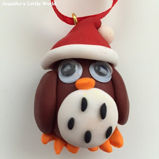 Polymer clay owl Christmas decoration