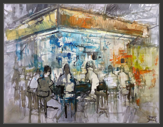 LA BOQUERIA-PINTURA-PINTURAS-MERCAT-BARCELONA-MERCADO-RESTAURANT-CAFETERIA-MERCATS-ART-PINTOR-ERNEST DESCALS