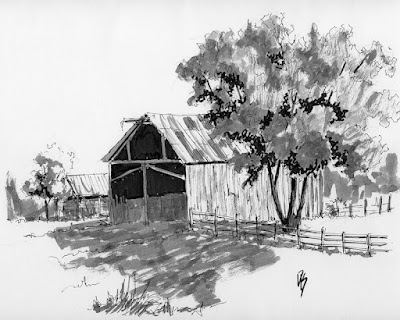 sketchbook challenge pen ink sketch rural