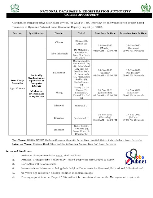 NADRA Jobs 2023 - All Pakistan Jobs 2023 Walk in interview