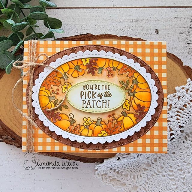 Pick of the Patch Card by Amanda Wilcox | Autumn Oval Stamp Set, Oval Frames Die Set and Autumn Paper Pad by Newton's Nook Designs #newtonsnook