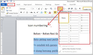 Bullet and numbering merupakan salah satu fungsi atau fitur yang ada pada microsoft word Cara Membuat Bullet and Numbering di Microsoft Word