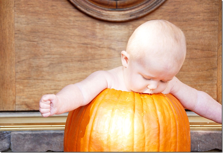 J eating on pumpkin