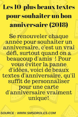 SMS d'anniversaire 2018