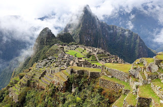 Machu Picchu ancient Incan ruins in Peru.