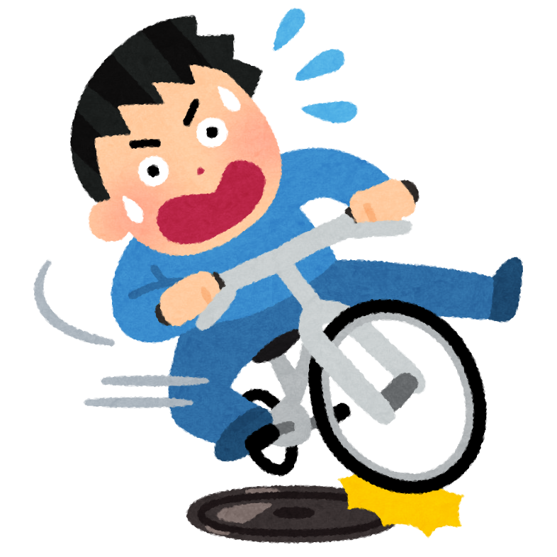 マンホールで滑る自転車のイラスト かわいいフリー素材集 いらすとや