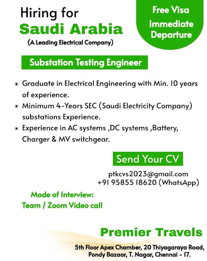 Job : Substation Testing Engineers - KSA