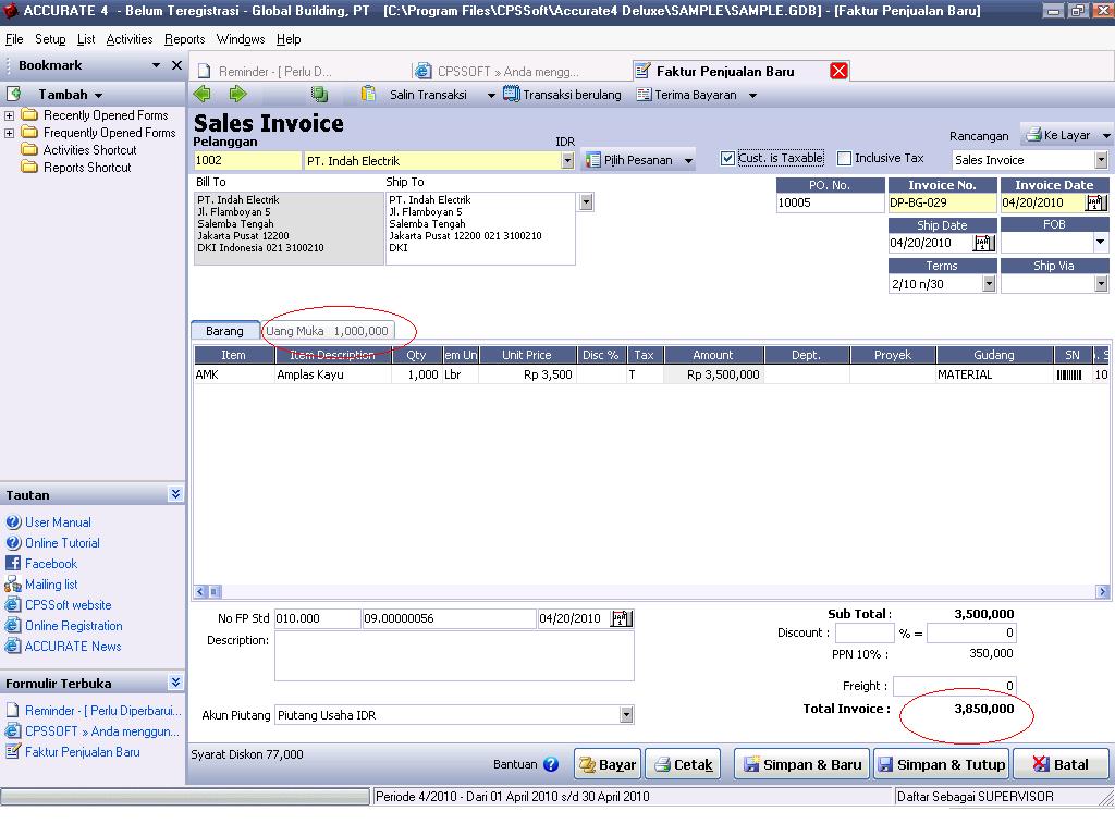 Software Accurate Accounting: Cara Membuat Formulir Sales 