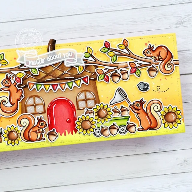 Sunny Studio Stamps: Squirrel Friends Fall Themed Card by Marine Simon (featuring Nutty For You, Gingerbread House Dies)