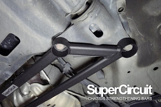 Closeup look of the SUPERCIRCUIT Front Lower Brace on the Honda City GM2/GM3 Undercarriage