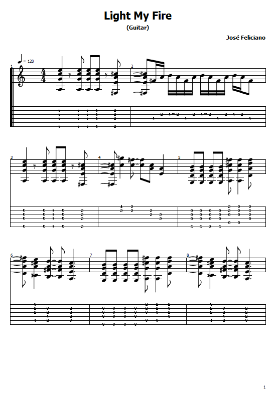 Light My Fire Tabs Jose Feliciano How To Play Light My Fire On Guitar Free Tabs Sheet Music Jose Feliciano Light My Fire