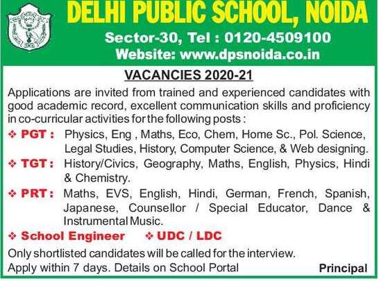 PGT Legal Studies post at Delhi Public School, Noida