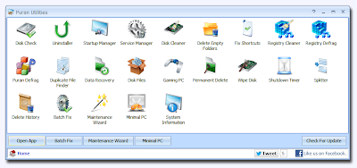 uninstaller , startup manager , service manager , disk cleaner , registry cleaner ,  registry defragment , duplicate file finder , data recovery  , undelete , pc gaming, permanent delete , disk wiper , wipe disk , shutdown timer , auto shutdown , splitter , file splitter, batch  fix , pc maintenance , pc optimizer , delete history , fix shortcuts  , disk errors , disk checker , defragmentor . defragment  , puran utilities