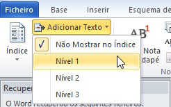 índice no word