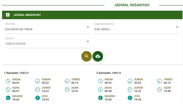 jadwal buka puasa berau, jadwal imsakiyah berau, ramadhan 1445 h, pesisir selatan