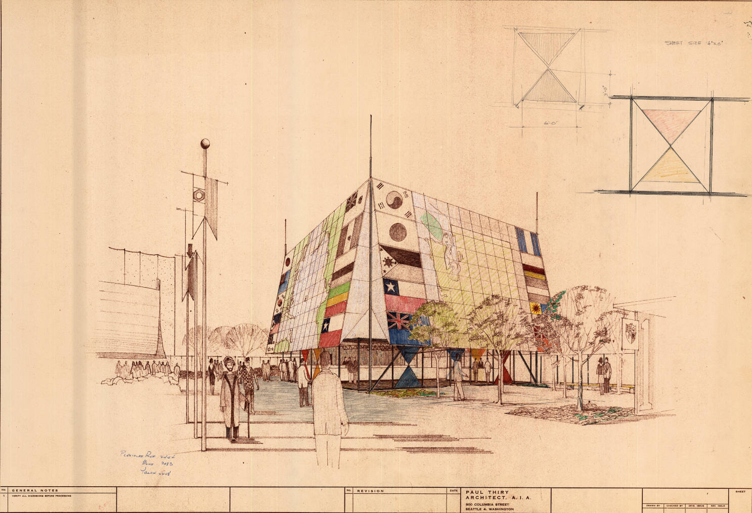 Seattle First National Bank - design plan of canvas awning