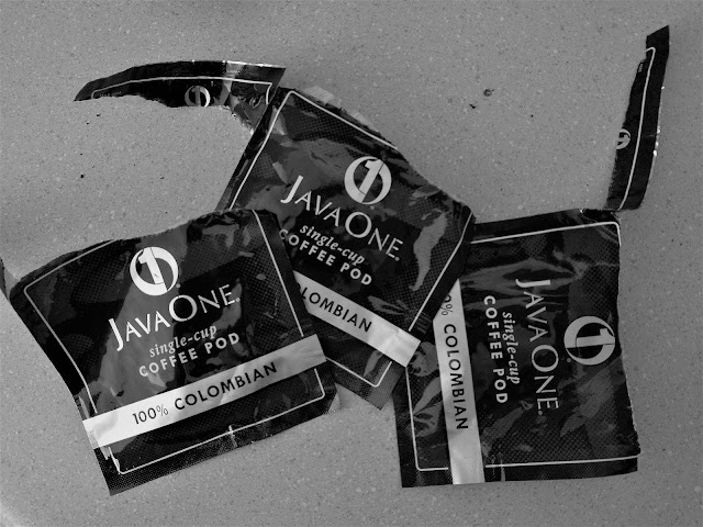 One-cup coffee bags from motel. Unknown vintage from past trip. Credit: Mzuriana.