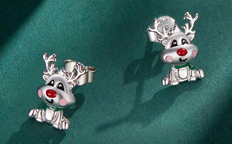 迷人的聖誕馴鹿 925純銀耳環