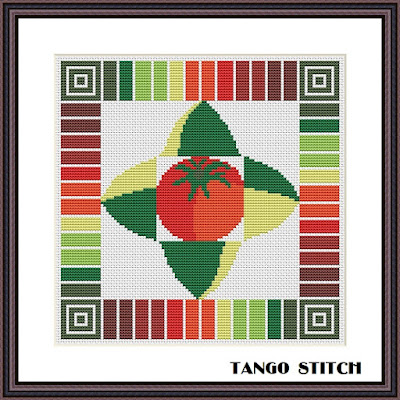 Tomato kitchen abstract art cross stitch pattern - Tango Stitch