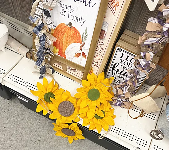 pile of sunflower garland at Michaels