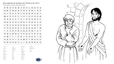 Mots cachés : Jésus apparaît aux disciples, puis à Thomas