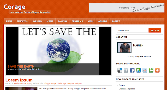 Corage Wordpress and Blogger Theme Template