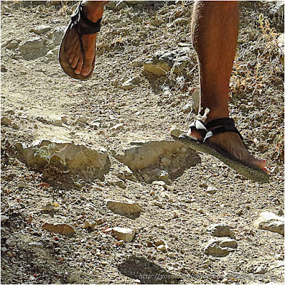 disfrutando del campo con sandalias de campo