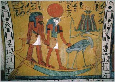 Homossexualidade no Egito Antigo - Rá, Osíris, Rei Neferkare e General Sasenet - Rá em sua barca solar