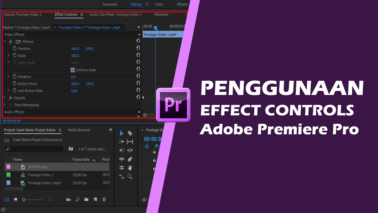 Penggunaan effect controls adobe premire prp