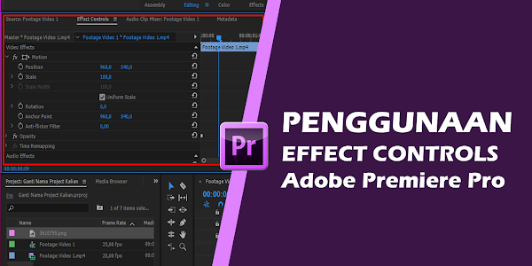 Cara Menggunakan Effect Controls Adobe Premiere Pro CC 2017, 2018, 2019, 2020 (Motion, Position, Scale, Opacity)