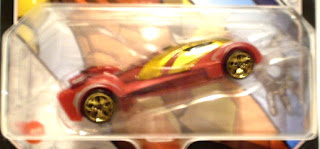 Close up of Hot Wheels Iron Man Mark L