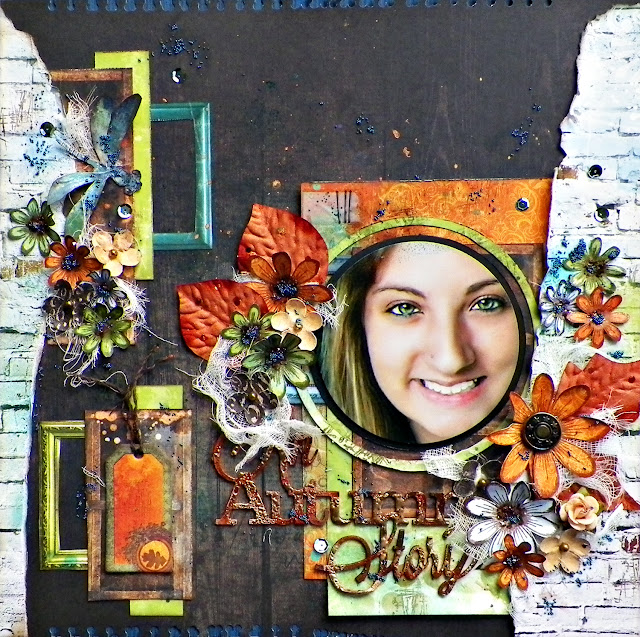 An Autumn Story  Layout by Lisa Novogrodski for Scraps of Darkness using the Boys Will Be Boys Kit