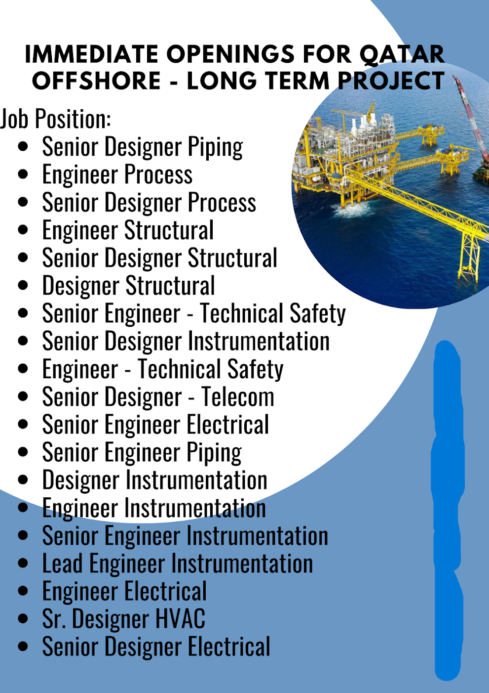 Immediate openings for Qatar Offshore - Long term Project