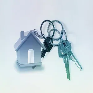 Imagem em fundo branco com o desenho de um molho de chaves em primeiro plano, representando o programa ganho de capital na venda de imóveis