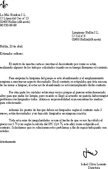 Lo Más Hombre: Carta de queja por incumplimiento de contrato